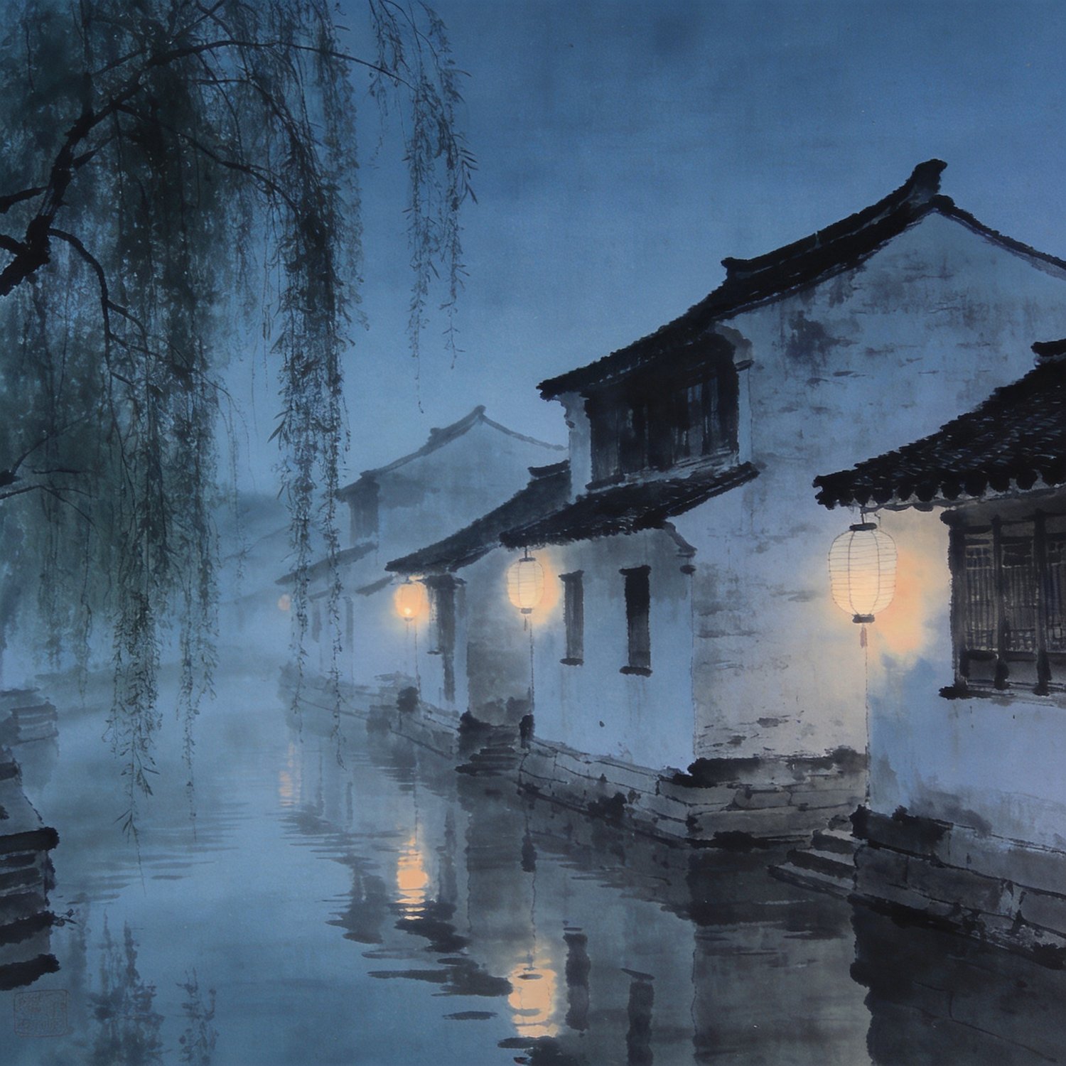 Jiangnan water town at twilight